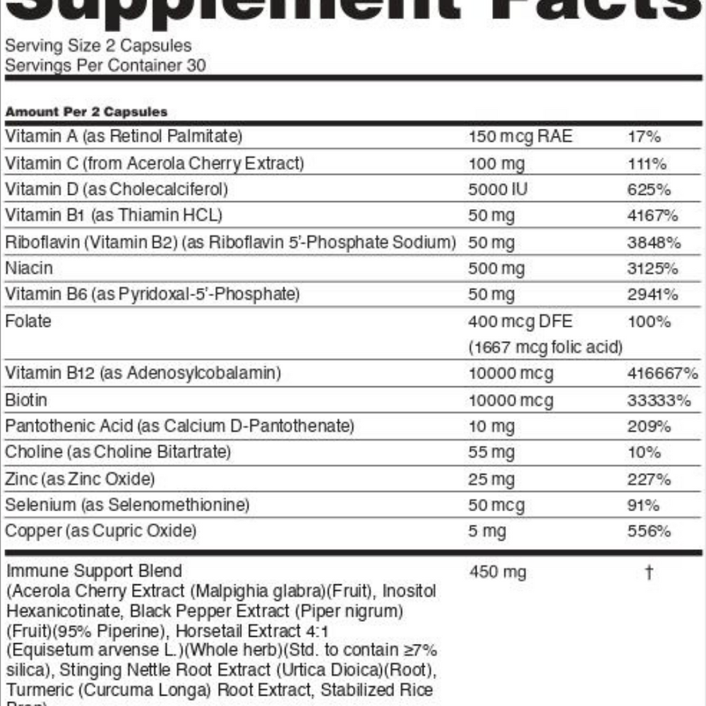 Hair Vitamin + Immune Support Label on Bottle